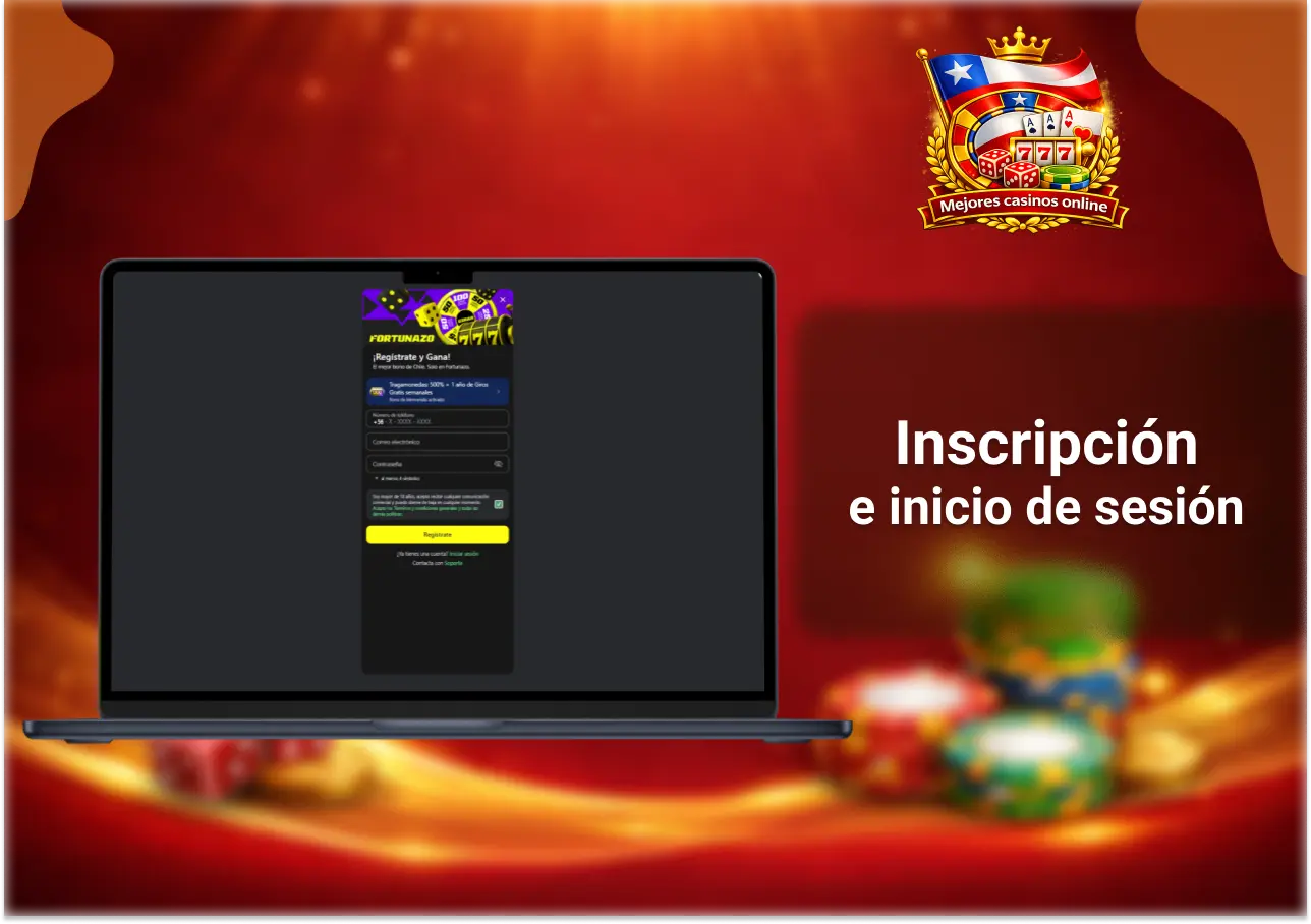 Registro e inicio de sesión en Chile con acceso seguro y proceso rápido