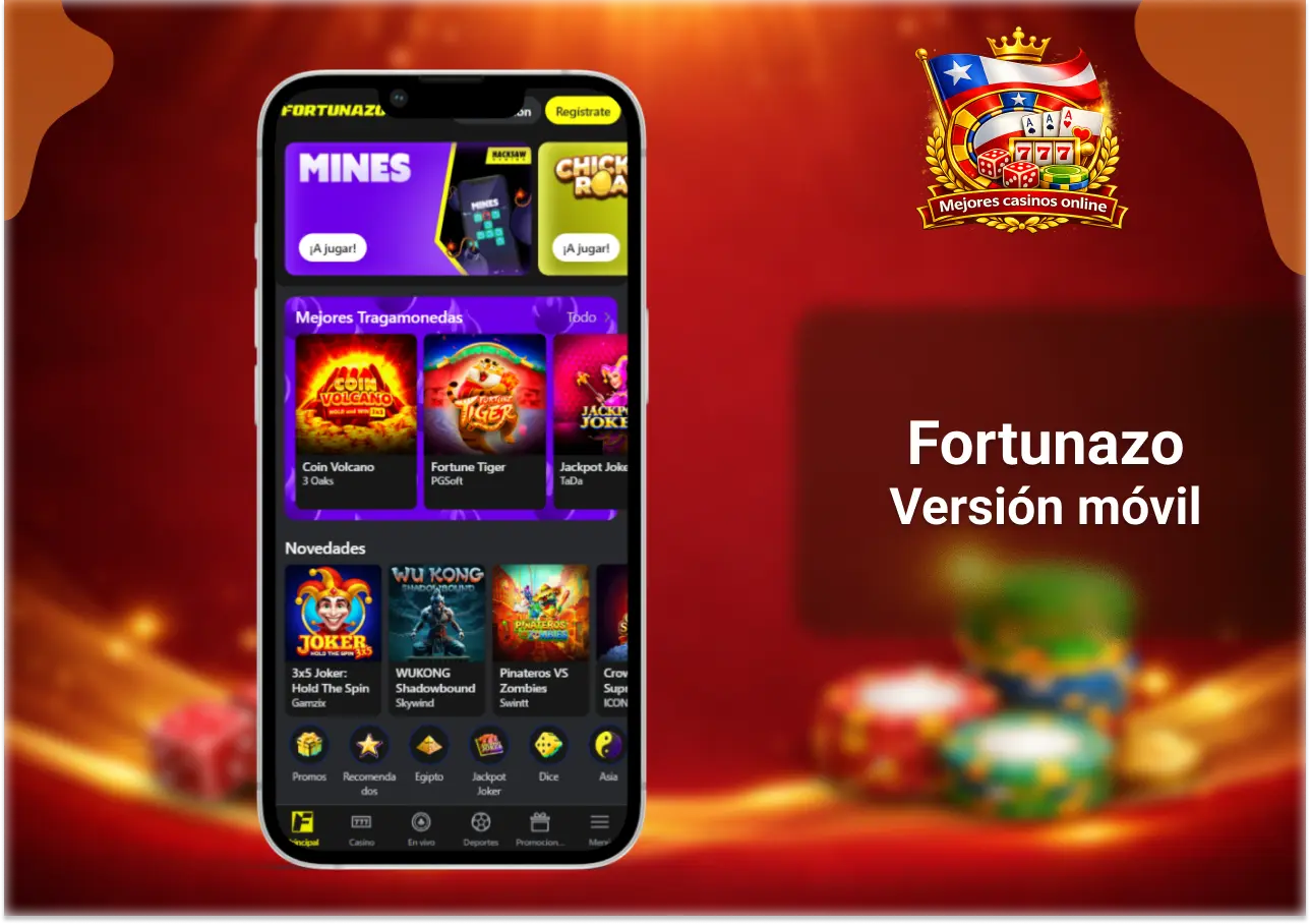 Fortunazo versión móvil en Chile con app optimizada para casino online y apuestas deportivas